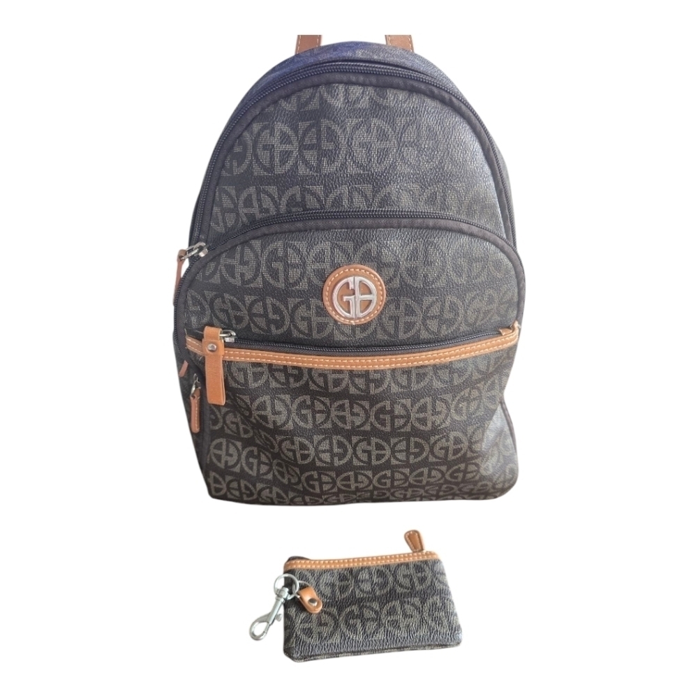 ⭐️Stylish Black and Brown Backpack with Coin Purse🤎